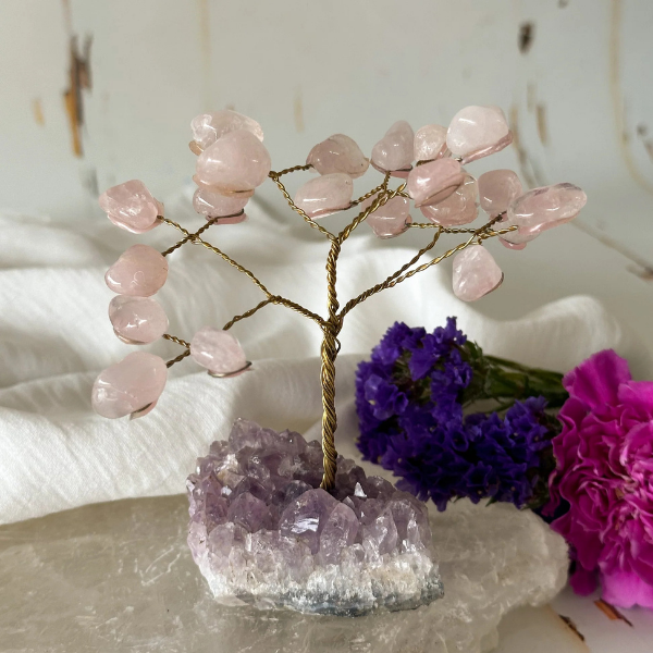 Rose Quartz & Amethyst Crystal Tree